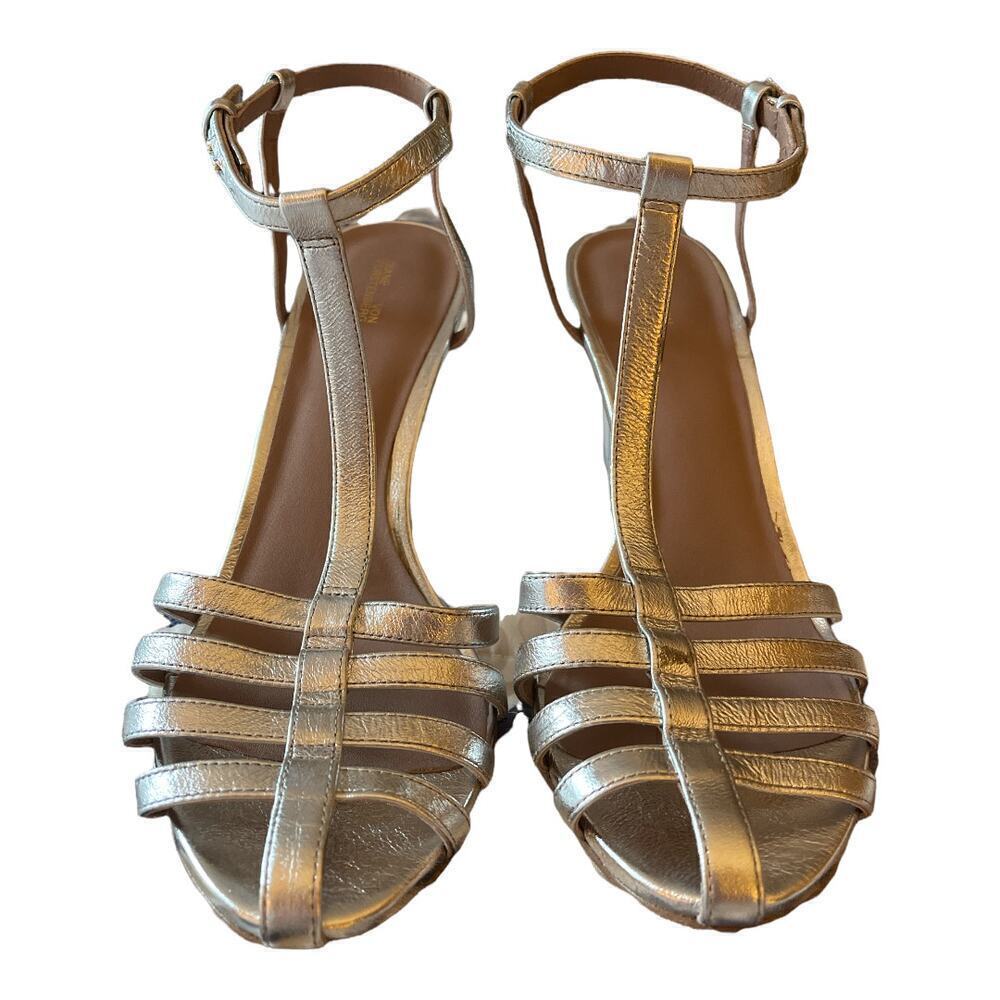 Diane Von Furstenberg Silver Leather Strappy Heel Sandals Women's Size 39 NWOB - Picture 3 of 10